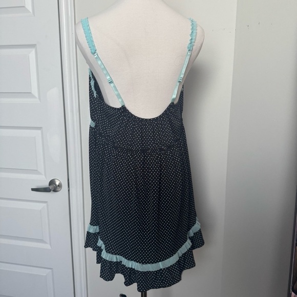 Black Polka Dot babydoll with baby Blue lace Accents 14/16 - Picture 5 of 6